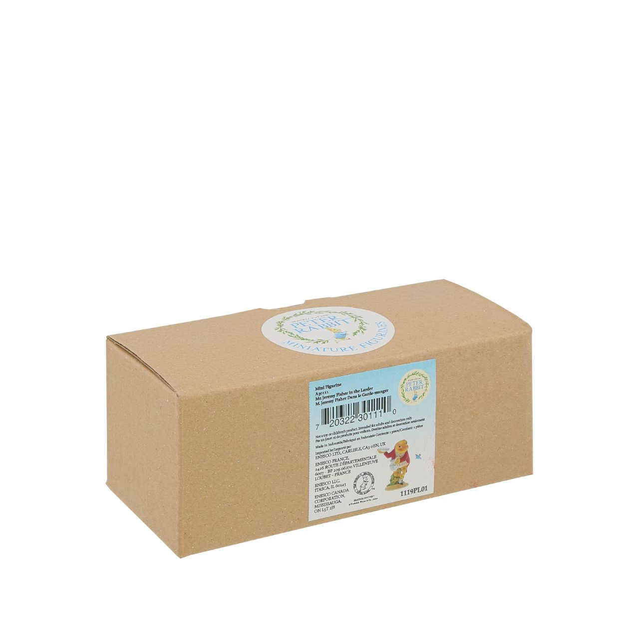 This charming 'Mr. Jeremy Fisher in the Larder' figurine is sure to make the perfect collectable gift for all generations to enjoy. The artwork for this product has been taken from the original illustrations from the Beatrix Potter stories, and has comes presented in a branded kraft box.