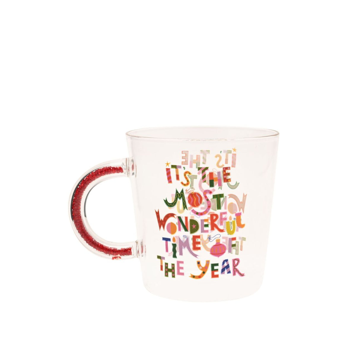 The Raspberry Blossom Glass Mug - It’s The Most Wonderful Time Of The Year is a festive way to enjoy cosy drinks throughout the season or to share as a thoughtful gift.