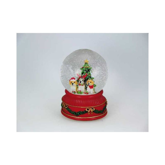 Snow globe Christmas dog´s 120 mm. Plays the melody O Christmas tree.
