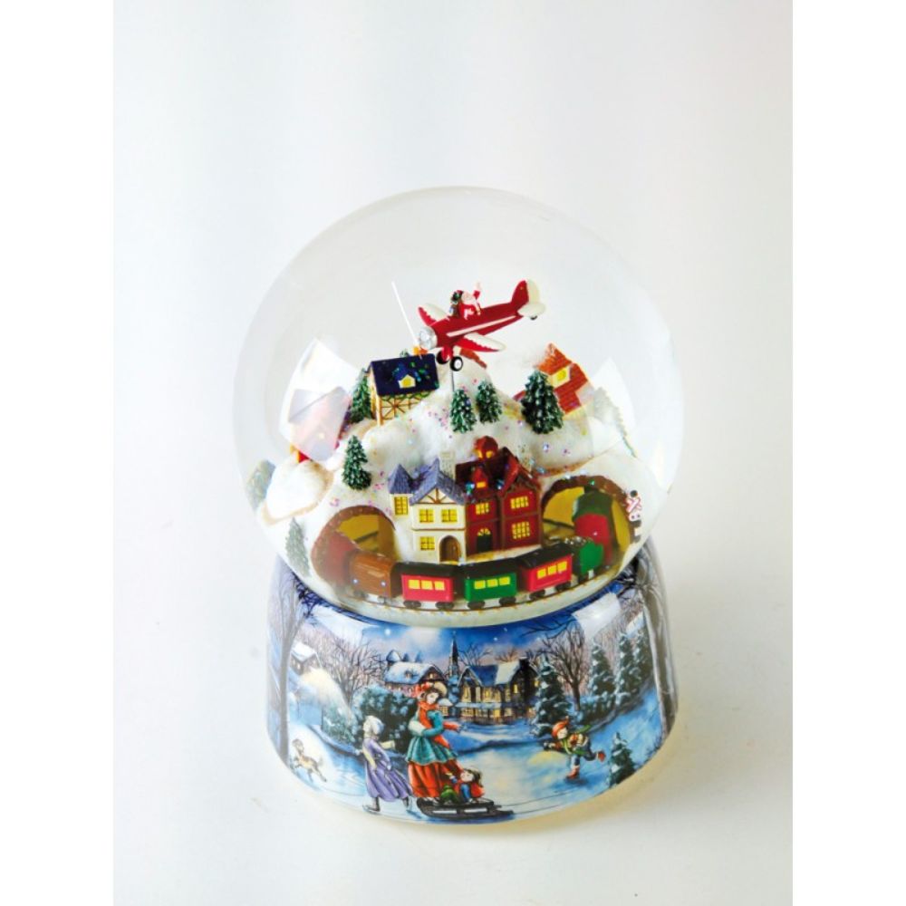 Music Box World Snow Globe Santa Aeroplane