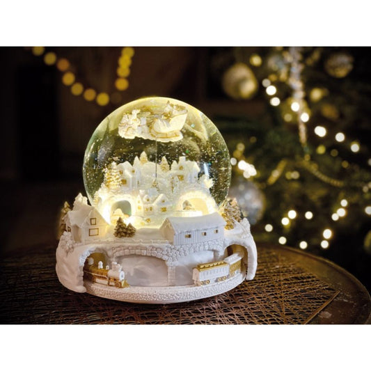 Music Box World Snow Globe White Christmas
