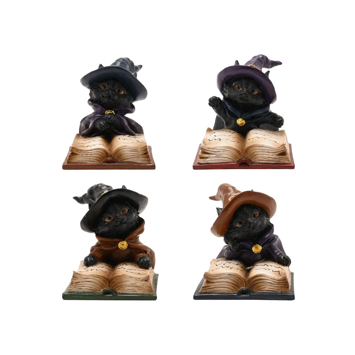Intricately detailed with textured fur, carefully sculpted pages, and contrasting coloured cloaks and hats, each figurine is finished with subtle painted accents that enhance its magical appearance. The assortment includes four unique designs, making it ideal for collectors or for creating a coordinated themed display.