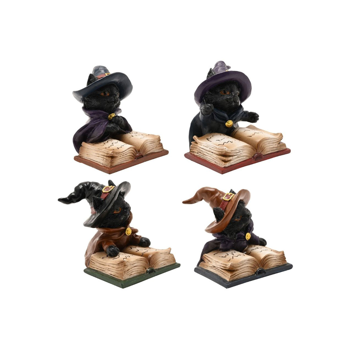 Intricately detailed with textured fur, carefully sculpted pages, and contrasting coloured cloaks and hats, each figurine is finished with subtle painted accents that enhance its magical appearance. The assortment includes four unique designs, making it ideal for collectors or for creating a coordinated themed display.