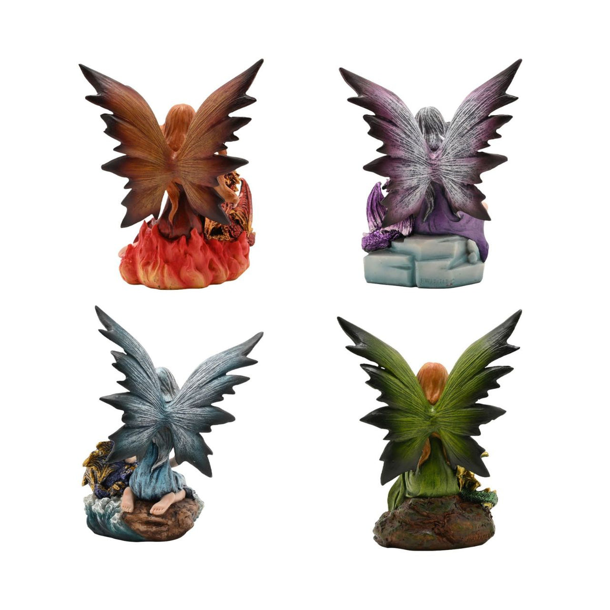 Mystic Legends Colourful Fairies set is a beautifully detailed collection of fantasy ornaments, designed to bring vibrant colour and enchanting character to any display. Each figurine features a delicately sculpted fairy seated in a unique pose, accompanied by intricately detailed dragons or elemental-inspired bases, creating a strong sense of storytelling and individuality.