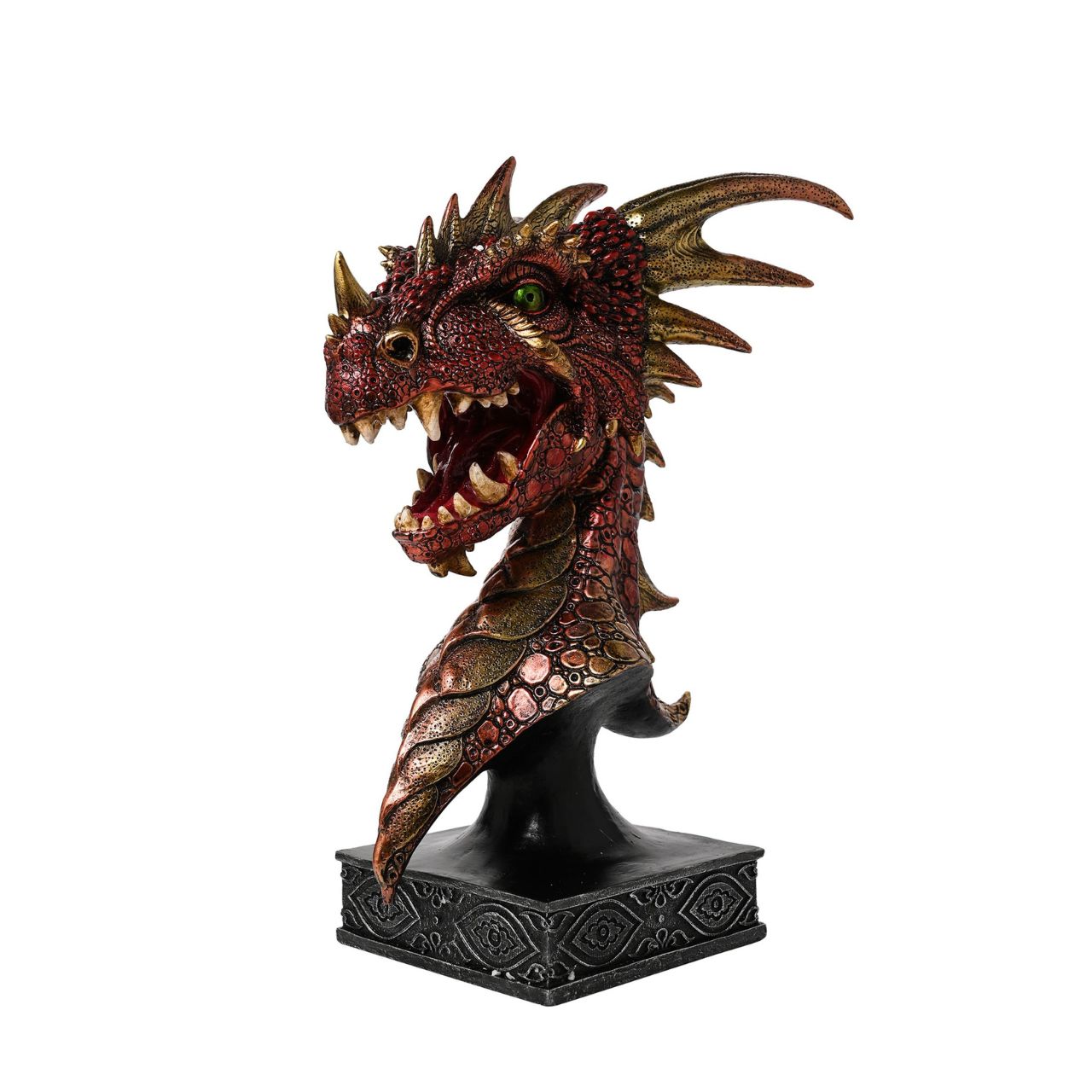 A Red Dragon Bust on a Plinth from the Mystic Legends Collection by Juliana Collection.