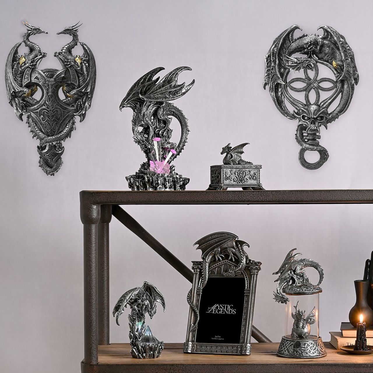 A Silver Dragons Wall Plaque from the Mystic Legends Collection by Juliana Collection.