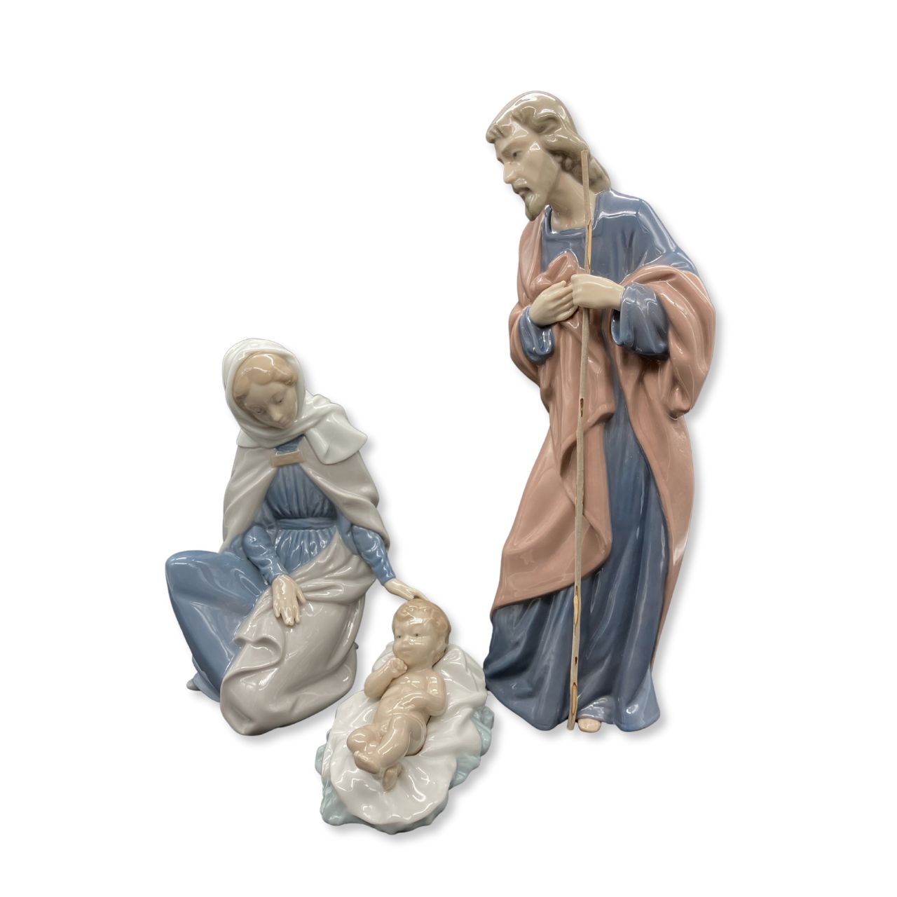 Nao by Lladro Saint Joseph  Nao porcelain figurine “Saint Joseph” from the Christmas Collection.  Sculpted by Salvador Furió, this figurine is part of the nativity set.  Nao Porcelain Figurines are produced in Valencia Spain and the Company is part of the Lladro family. Each piece is lovingly handmade and hand painted by the Valencia Artisans.