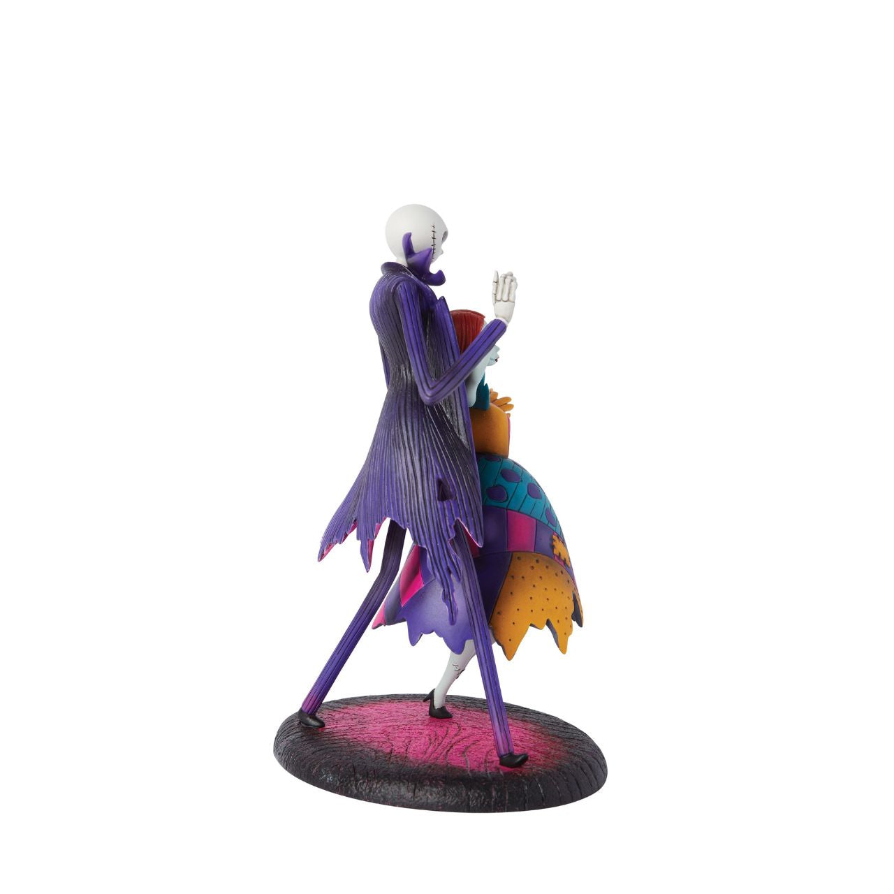This exquisite collectible captures the hauntingly beautiful moment as Jack Skellington and Sally twirl gracefully beneath the moonlight. Meticulously crafted and vivid colouring, it's a must-have for fans of Tim Burton's beloved Disney classic, The Nightmare Before Christmas, bringing the film's magic to life on your shelf.