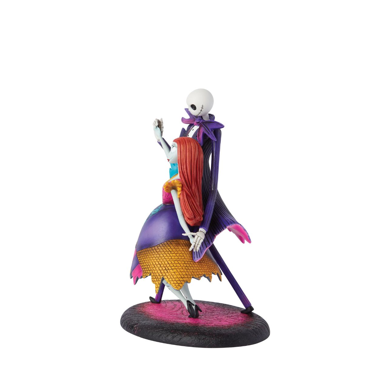 This exquisite collectible captures the hauntingly beautiful moment as Jack Skellington and Sally twirl gracefully beneath the moonlight. Meticulously crafted and vivid colouring, it's a must-have for fans of Tim Burton's beloved Disney classic, The Nightmare Before Christmas, bringing the film's magic to life on your shelf.