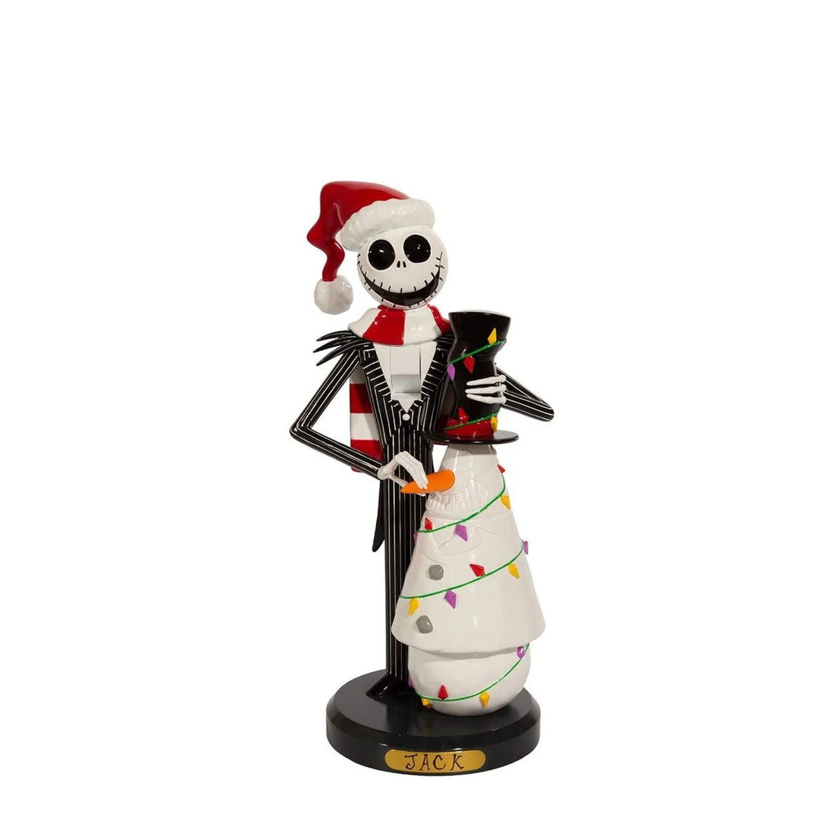 Bring the magic of Halloween Town to your holiday season with this enchanting Jack Skellington and Snowman nutcracker.