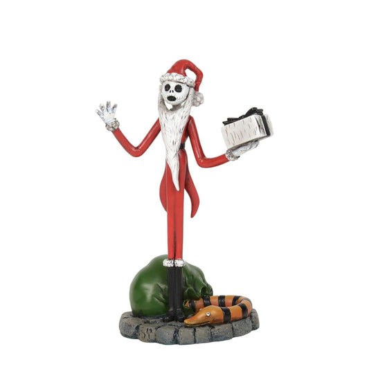 Determined to play the part of "Sandy Claws" for the next Christmas, Jack Skellington dons a red suit and a beard and sets off into the night with a bag full of snakes, spiders and all manner of other ghoulish gifts.