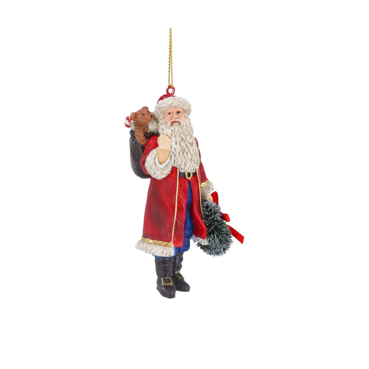 Celebrate timeless holiday charm with the Gisela Graham Nostalgia Santa with Wreath Christmas Hanging Ornament. Expertly crafted, this elegant decoration features a classic Santa adorned with a detailed wreath, adding a refined touch to your festive décor.