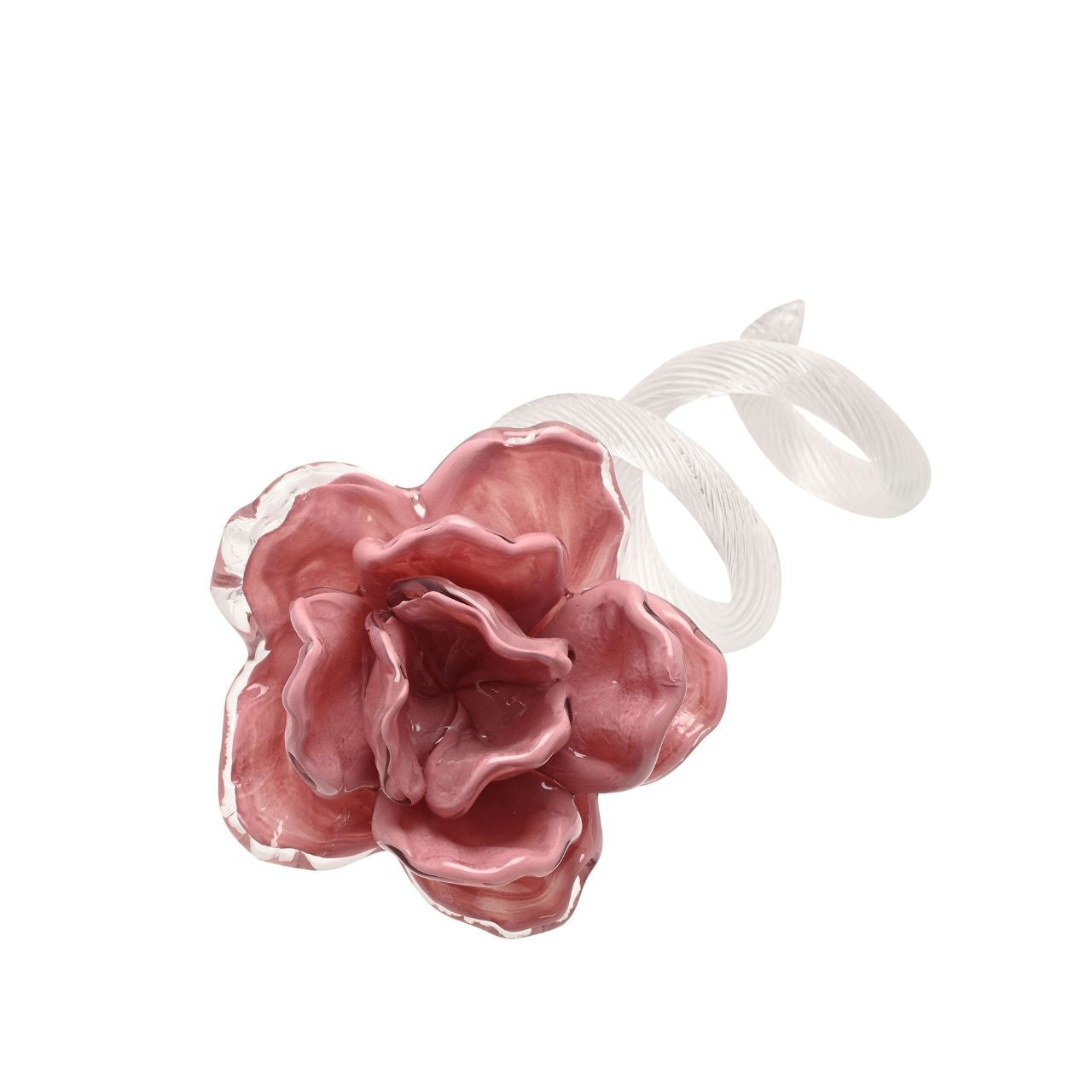 The Objets d'art Glass Figurine – Large Pink Flower is a decorative piece inspired by the form of a blooming flower.