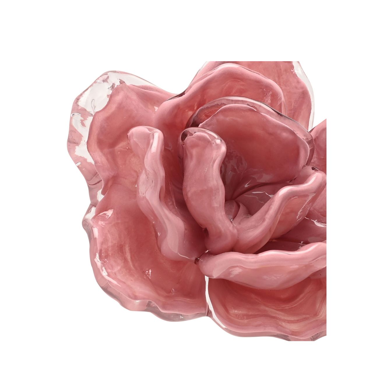 The Objets d'art Glass Figurine – Large Pink Flower is a decorative piece inspired by the form of a blooming flower.