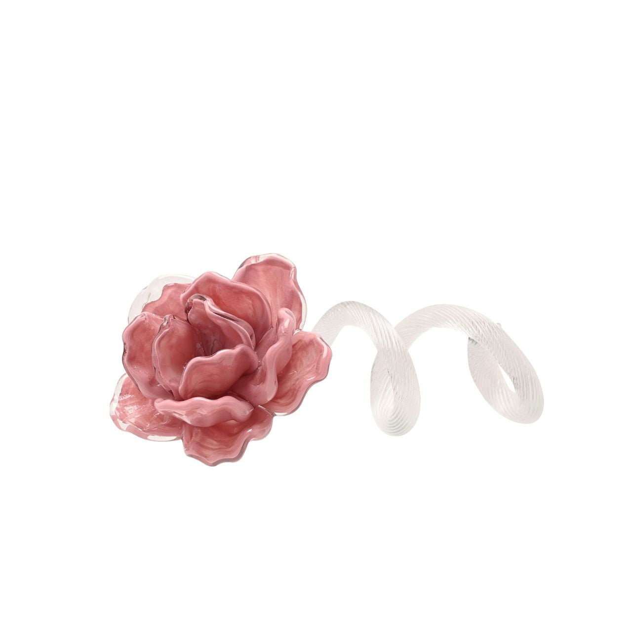 The Objets d'art Glass Figurine – Large Pink Flower is a decorative piece inspired by the form of a blooming flower.