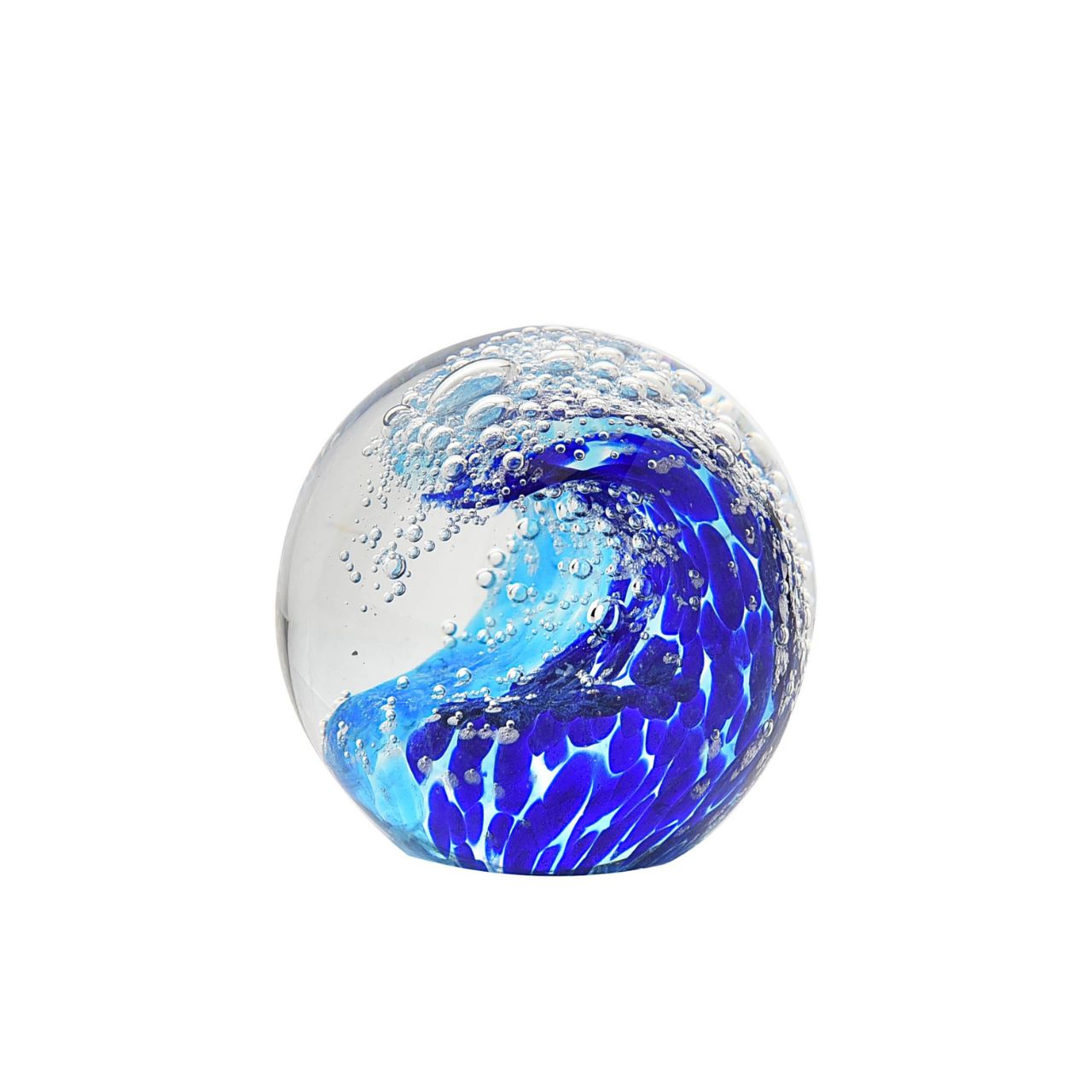 This majestic ocean wave paperweight perfectly captures the deep blue sea and makes a vivid addition to any office.