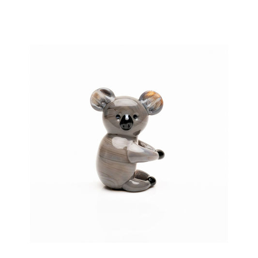 A beautiful stylised handmade coloured glass Koala Bear ornament. From Objets d'Art by SOPHIA - hand blown and one hundred percent unique.
