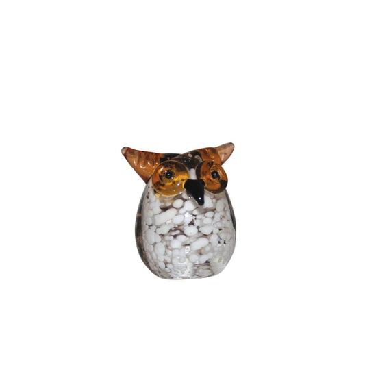 A beautiful stylised handmade coloured glass Owl ornament. From Objets d'Art by SOPHIA - hand blown