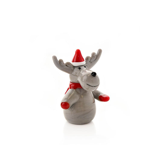 This beautifully delightful reindeer ornament with a red hat and scarf feature would look fun and festive in any home this Christmas season.
