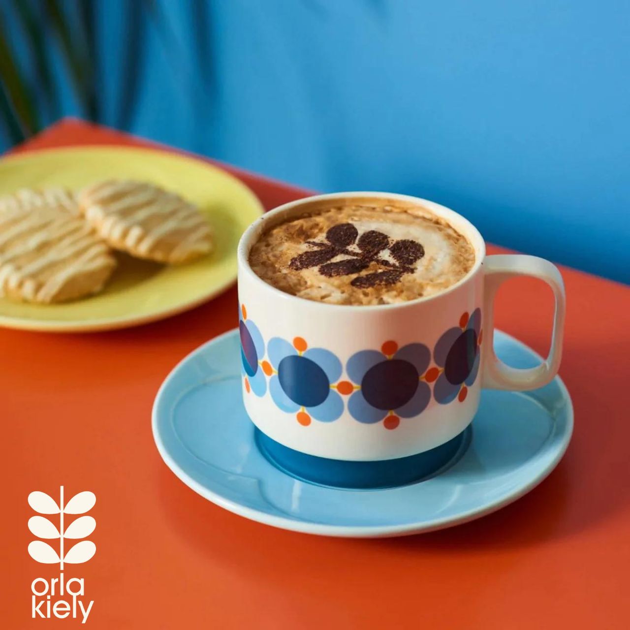 DESIGNED IN THE UK BY ORLA KIELY: This set of two tea cup and saucer has a unique 'Atomic Flower' print.