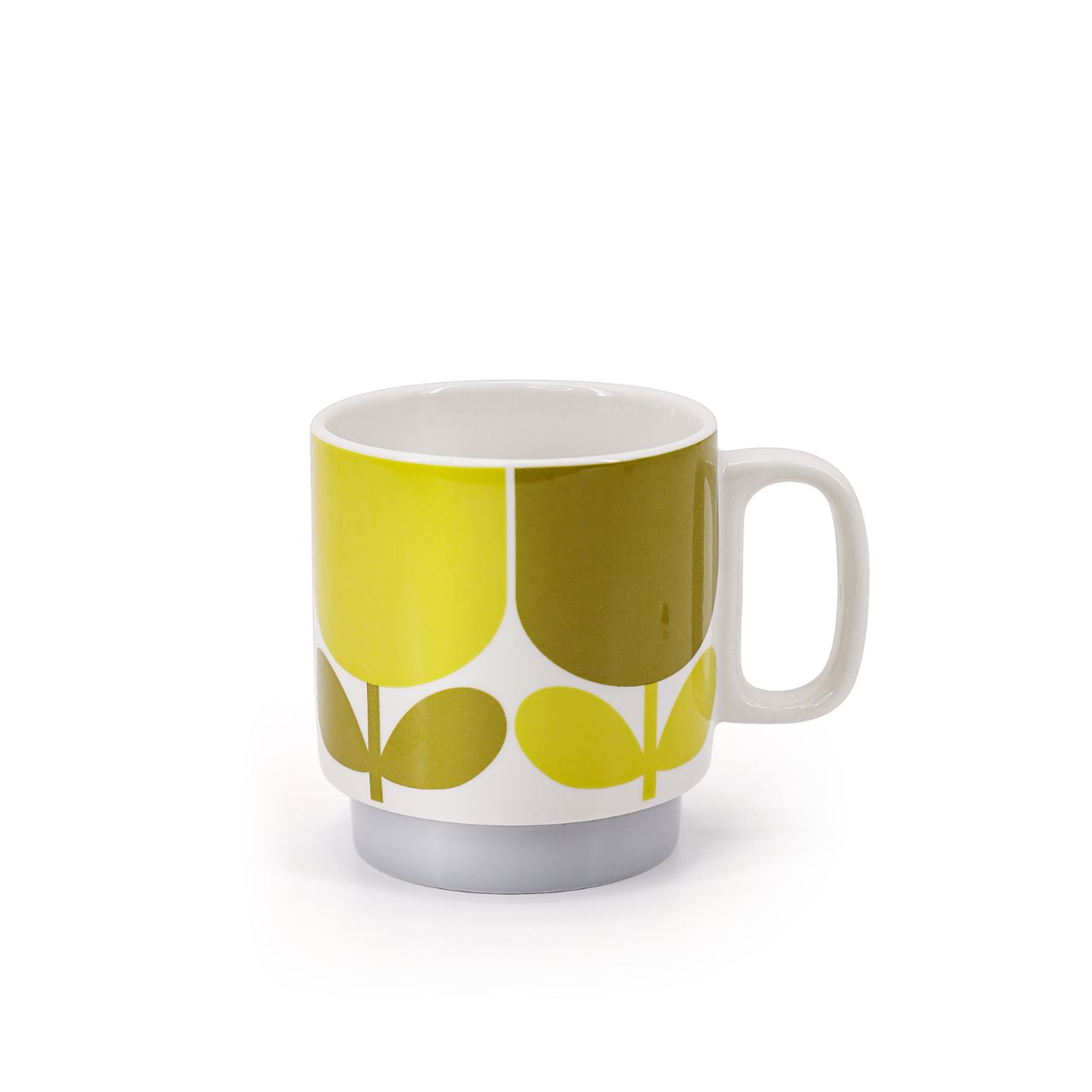 Tipperary Orla Kiely Block Flower Slate Ochre Set 2 Stacking Mugs  DESIGNED IN THE UK BY ORLA KIELY: This set of two mugs has a unique 'Block Flower' print and is designed to be stacked.  Each mug is stamped with an authentic Orla Kiely logo.