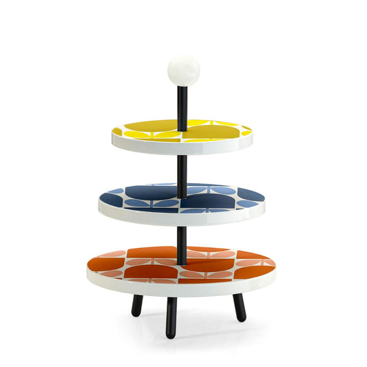 Orla Kiely Block Flower Print Cupcake Stand  DESIGNED IN THE UK BY ORLA KIELY: Make sure your delicious cakes are the centre of attention by placing them on this 3 tier cupcake stand.  This cake stand is made from new bone china and has a beautiful 'Block Flower' design.
