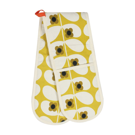 Tipperary Orla Kiely Double Oven Glove - Wild Rose Stem Ochre  An Orla Kiely designed double oven glove with a beautiful wild rose stem design in dandelion.  Keep your hands safe from burns and scalds in the kitchen with this beautiful stem print double oven glove. With a handy loop it can be easily hung to stop getting lost.