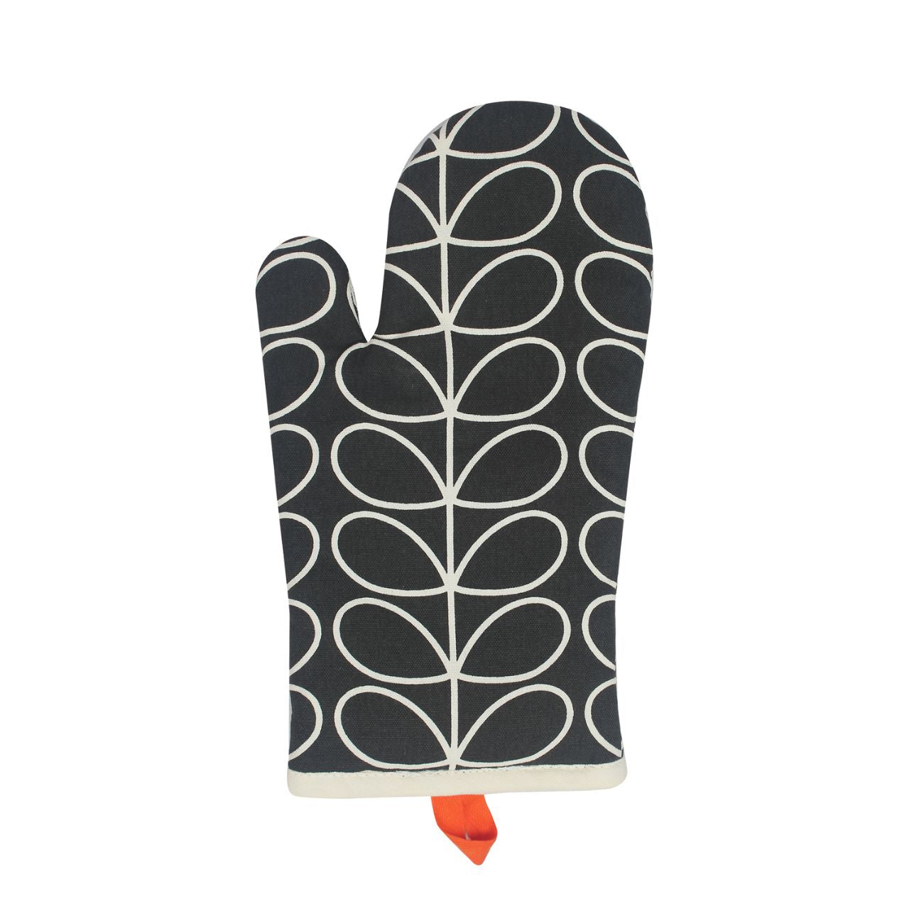 Tipperary Orla Kiely Oven Mitt - Linear Stem Slate  An Orla Kiely oven gauntlet with a beautiful Stem design in cool slate.  Keep your hand safe from burns and scalds in the kitchen with the beautiful stem print oven glove from Orla Kiely. With a handy little loop on the glove, it can easily be stored on a hook to stop it from getting lost.