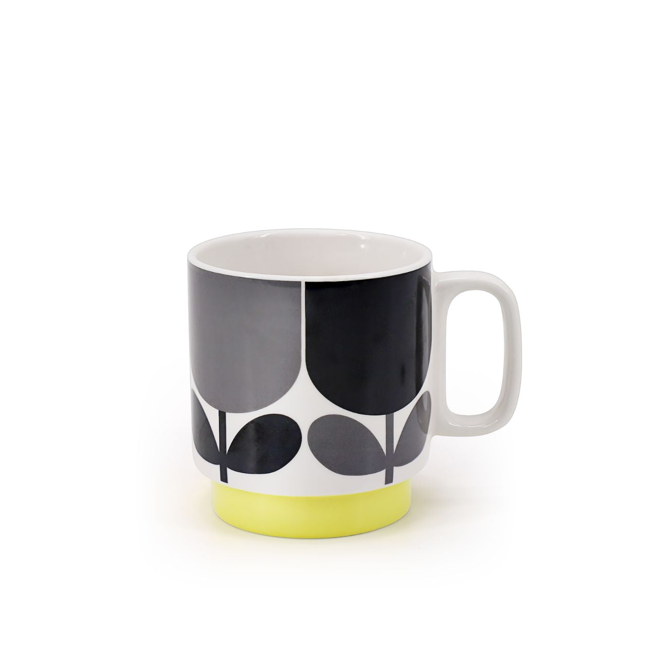 Tipperary Orla Kiely Block Flower Slate Ochre Set 2 Stacking Mugs  DESIGNED IN THE UK BY ORLA KIELY: This set of two mugs has a unique 'Block Flower' print and is designed to be stacked.  Each mug is stamped with an authentic Orla Kiely logo.
