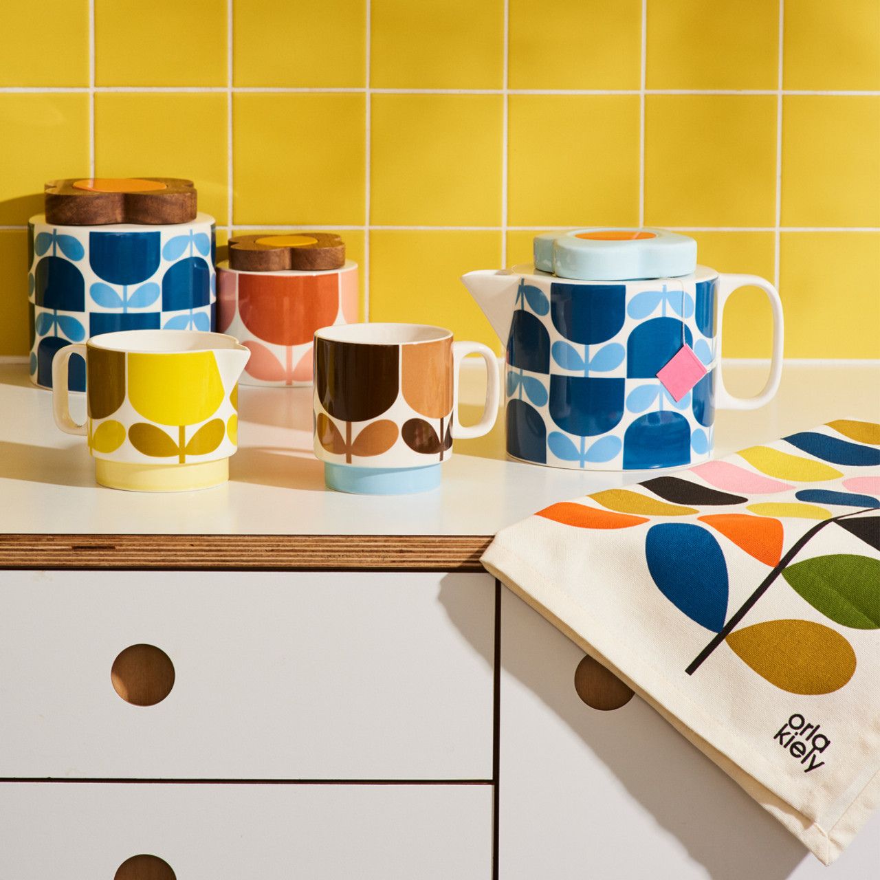 Orla Kiely Storage Jar Block Flower Navy of Blarney