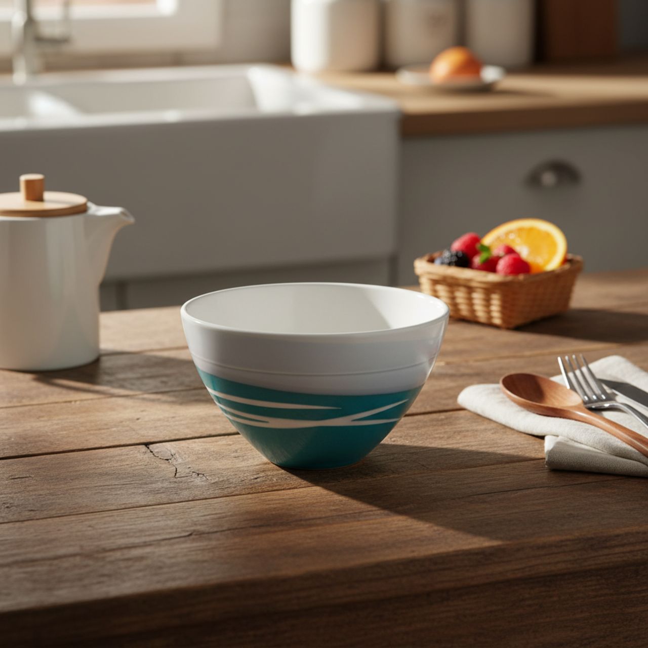 This set of 4 Teal bowls is crafted by Paul Maloney Pottery, making them a beautiful addition to any kitchen or dining area.