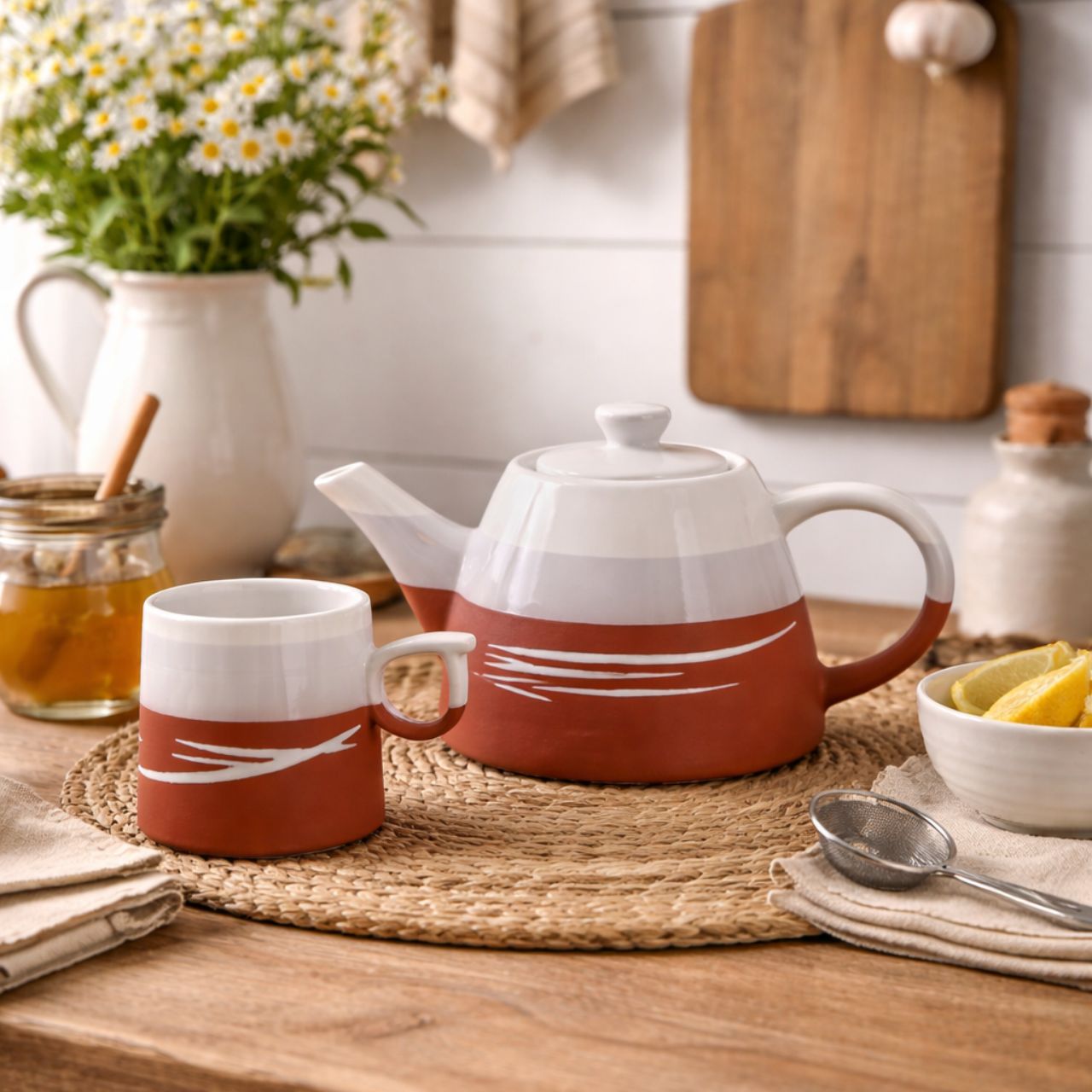 This Paul Maloney Pottery Terracotta Mug is the perfect way to enjoy your favourite hot beverage. Crafted by renowned potter Paul Maloney, this mug is made of durable and long-lasting clay, with a glazed Terracotta finish that is sure to impress. Ideal for all kinds of hot drinks, this mug is sure to bring elegance to your morning routine.