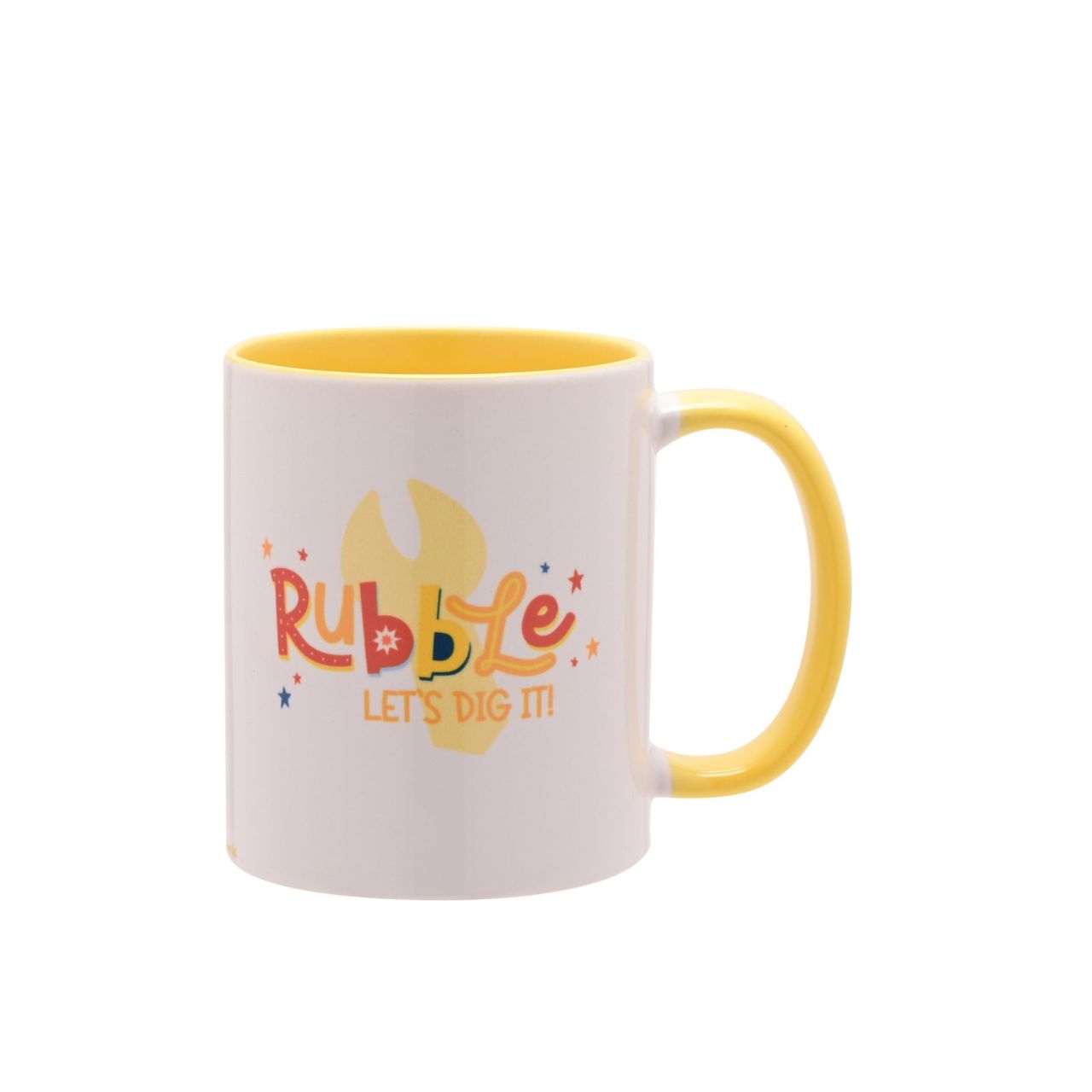This mug will provide fans of the show with pleasure as they pay homage to the character Rubble. Rubble serves as the team’s construction-pup, known for his digging skills. This is signified by his yellow construction hat as well as the wording listed on the side, ‘Let’s dig it!’