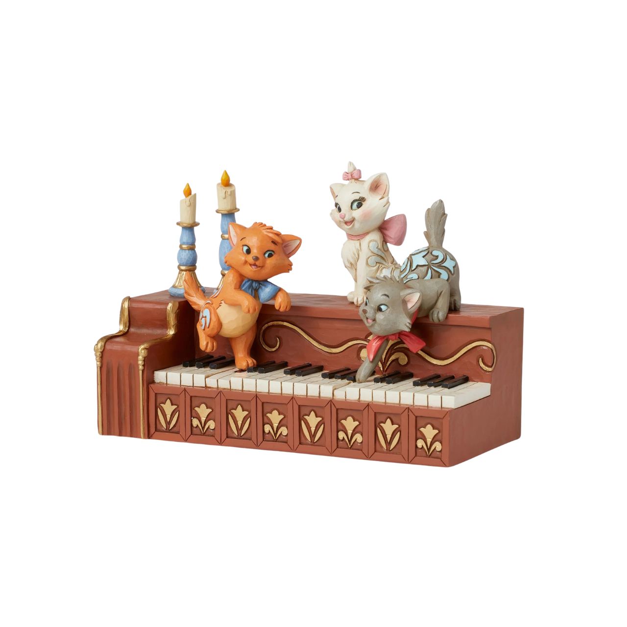 The mischievous but oh so cute kittens from Disneys Aristocats are ready play a tune. Berlioz, Marie and Toulouse are perched atop this piano, reminiscent of the iconic scene from the 1970 film, reimagined by Jim Shore as part of his Disney Traditions collections.