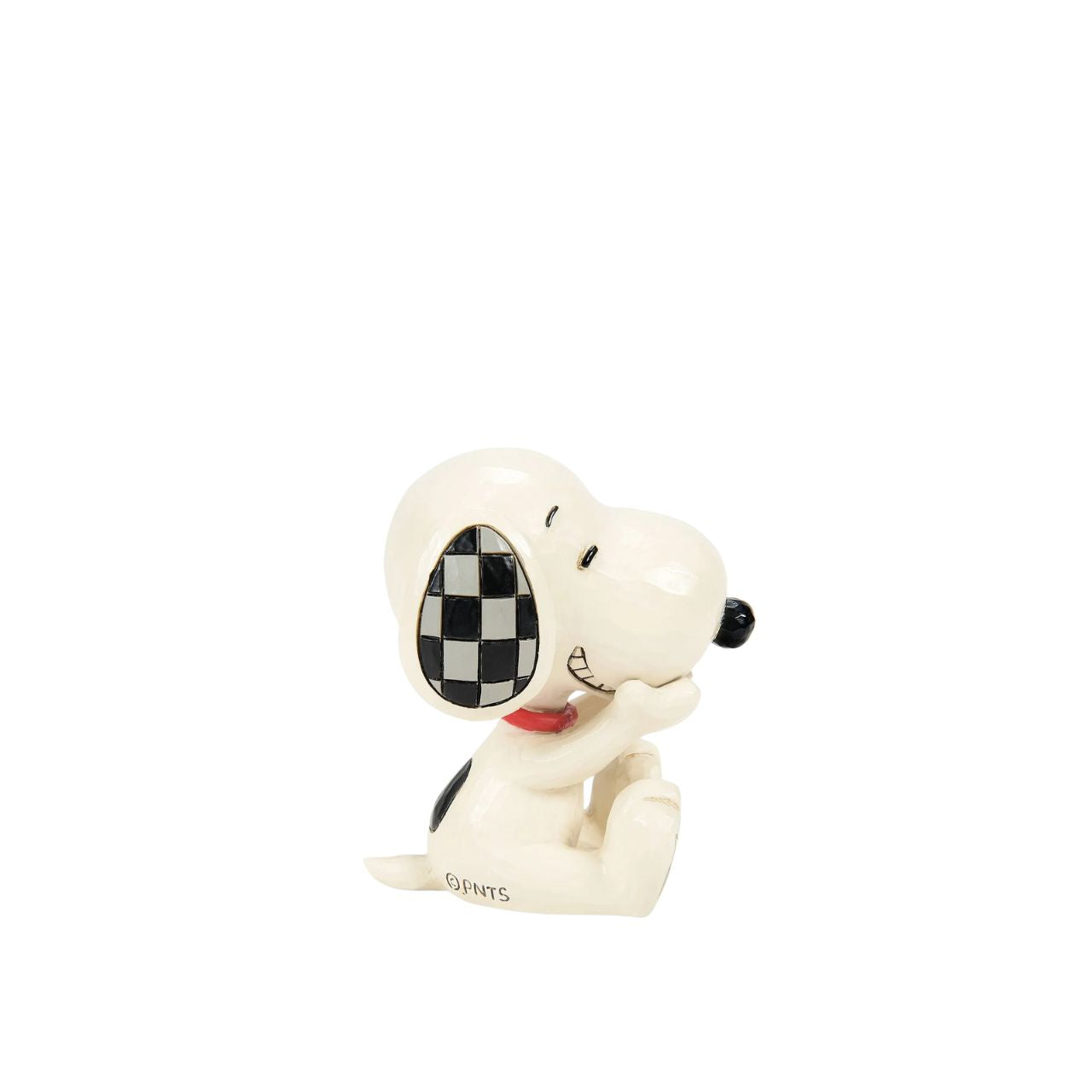 The ever so cheeky Snoopy is having the best time, laughing loudly at a joke. Mini figurine from the Peanuts collection by Jim Shore. Comes in fully branded packaging.