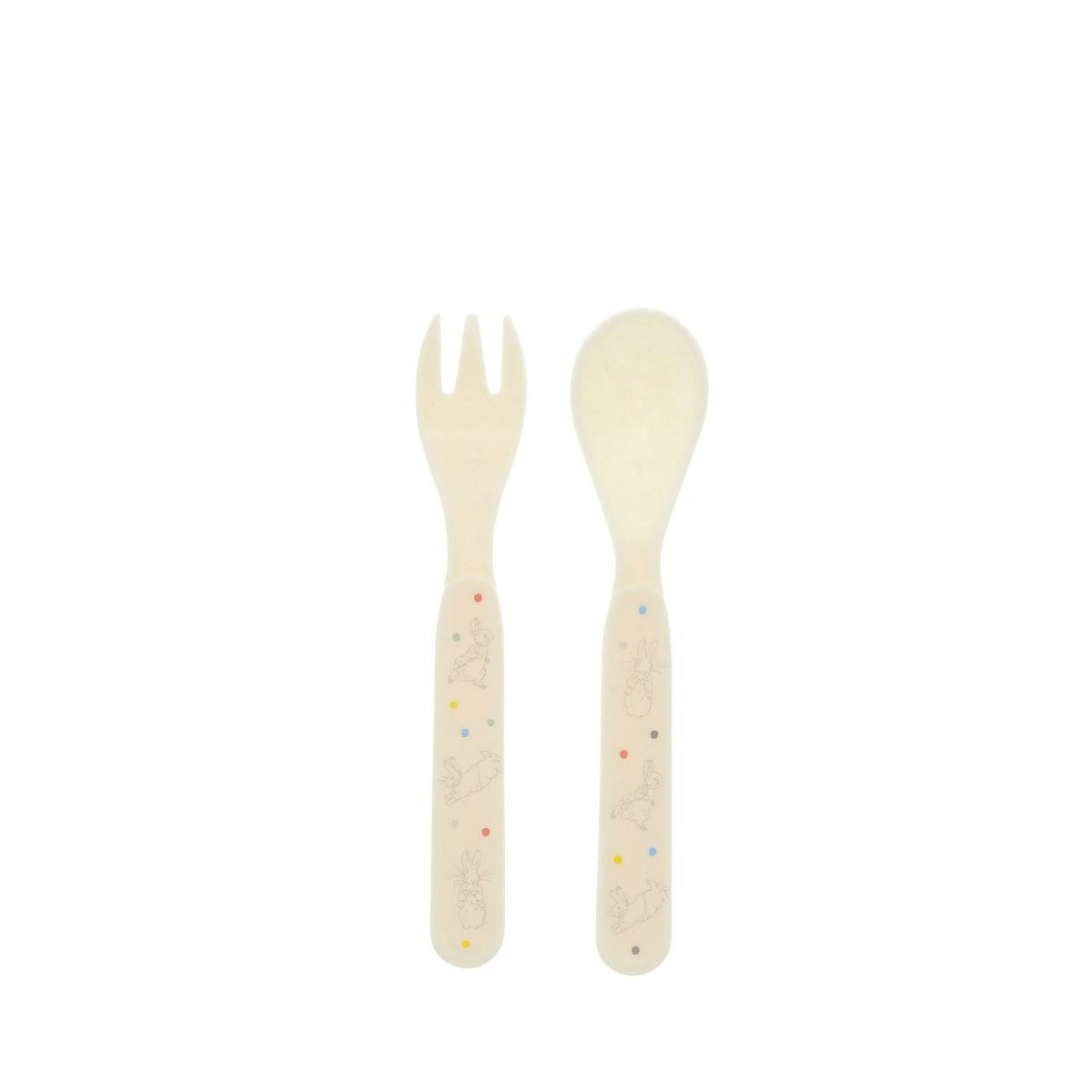 Bring the magic of Beatrix Potter to mealtimes with this brand-new Peter Rabbit 5-piece dinner set. This beautiful set includes a beaker, plate, bowl, spoon, and fork, all featuring classic Peter Rabbit illustrations on a gender-neutral cream base.