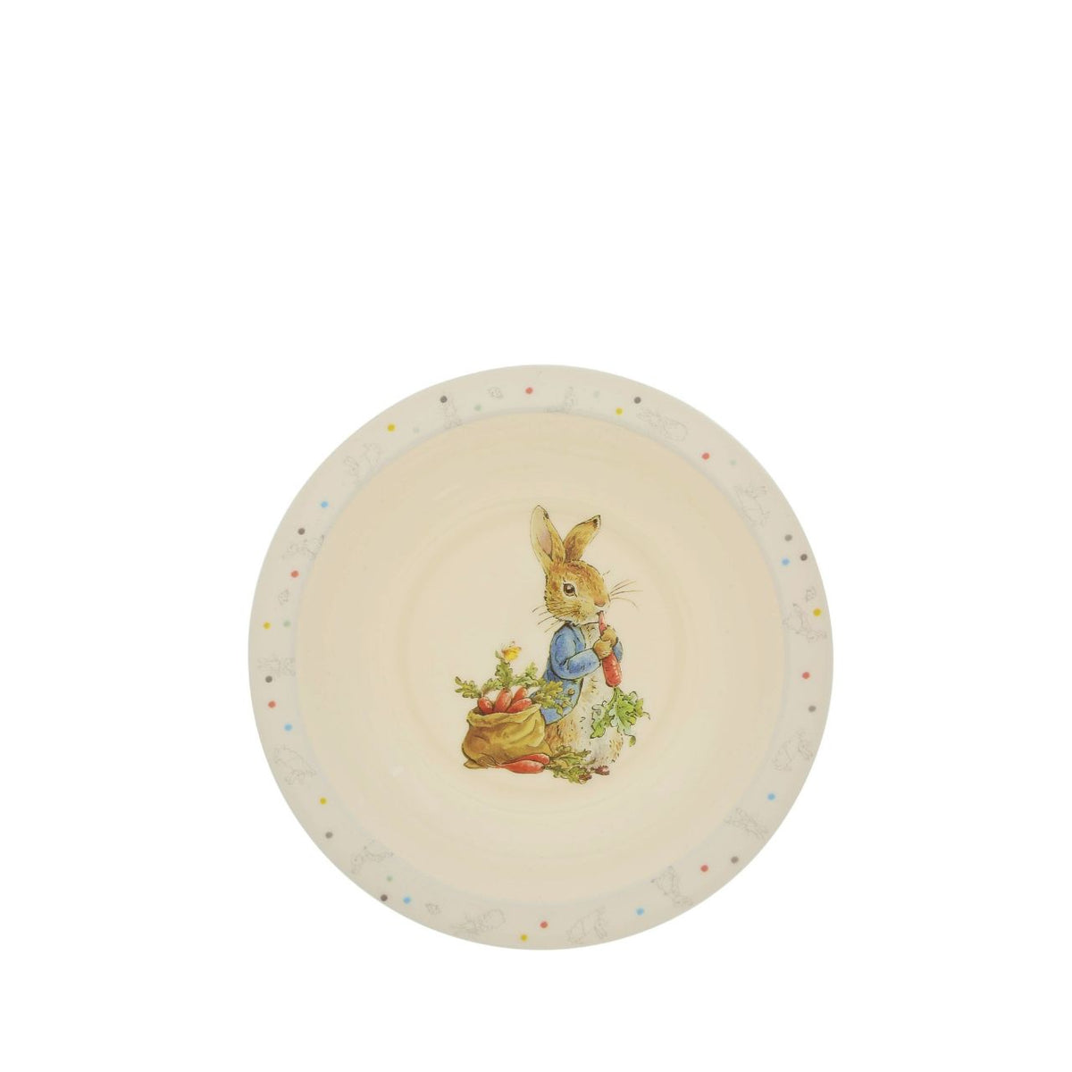 Bring the magic of Beatrix Potter to mealtimes with this brand-new Peter Rabbit 5-piece dinner set. This beautiful set includes a beaker, plate, bowl, spoon, and fork, all featuring classic Peter Rabbit illustrations on a gender-neutral cream base.