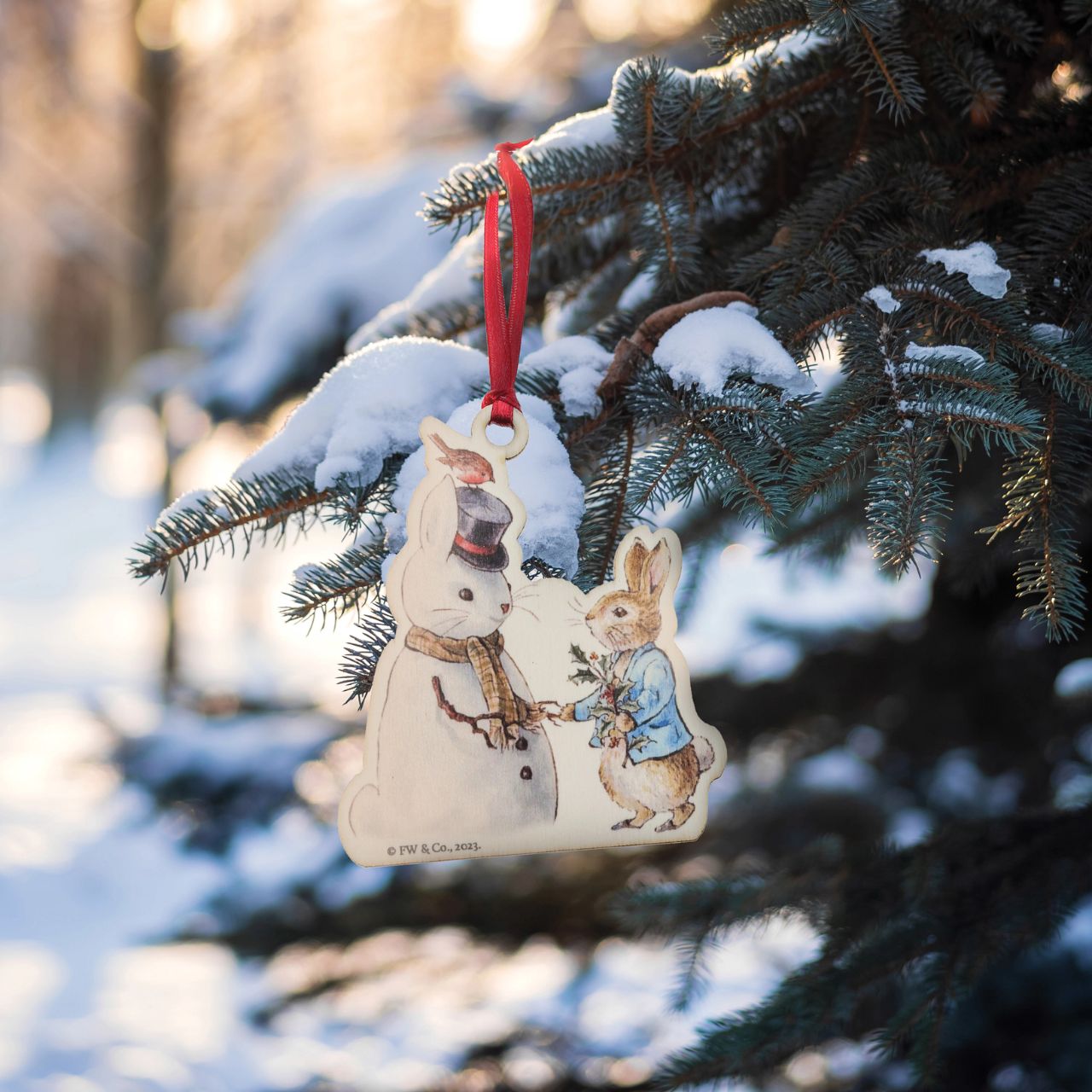 This Peter Rabbit and Snow Rabbit Wooden Hanging Ornament would make a truly unique gift or self-purchase. We have been working hard towards our sustainability goal, creating Beatrix Potter gift items that include responsibly sourced materials.