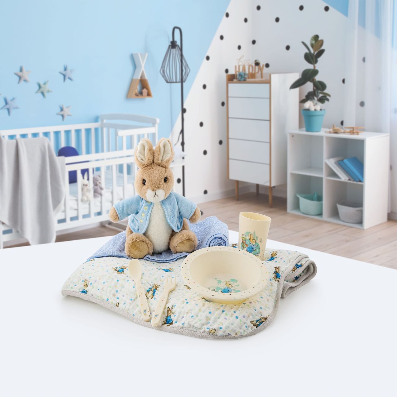 Beatrix Potter Peter Rabbit Baby Blanket  This is the dreamiest Peter Rabbit blanket you ever did see. Made from layers of luxurious 100% cotton, 105g/m2, giving your little one that extra layer of comfort and warmth in their crib. Presented on a branded gift box.