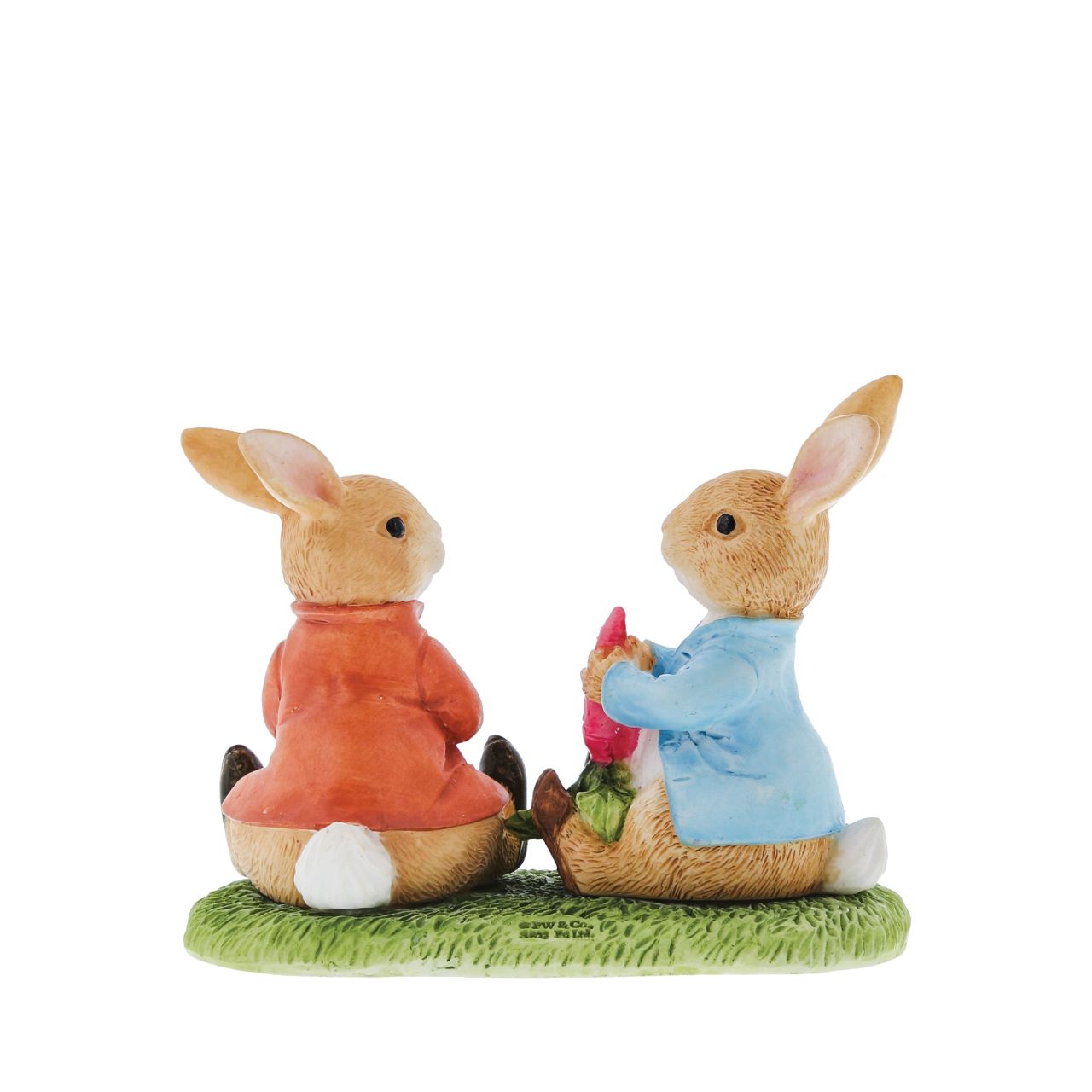 The beautifully sculpted Peter Rabbit &amp; Benjamin Bunny Eating Vegetables figurine takes inspiration from the original Beatrix Potter illustrations.