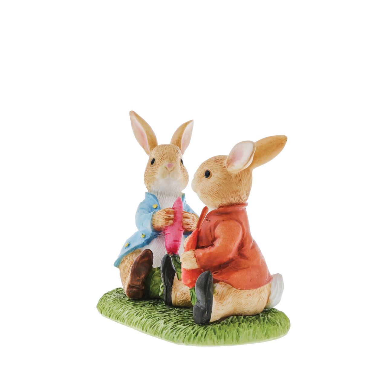 The beautifully sculpted Peter Rabbit &amp; Benjamin Bunny Eating Vegetables figurine takes inspiration from the original Beatrix Potter illustrations.