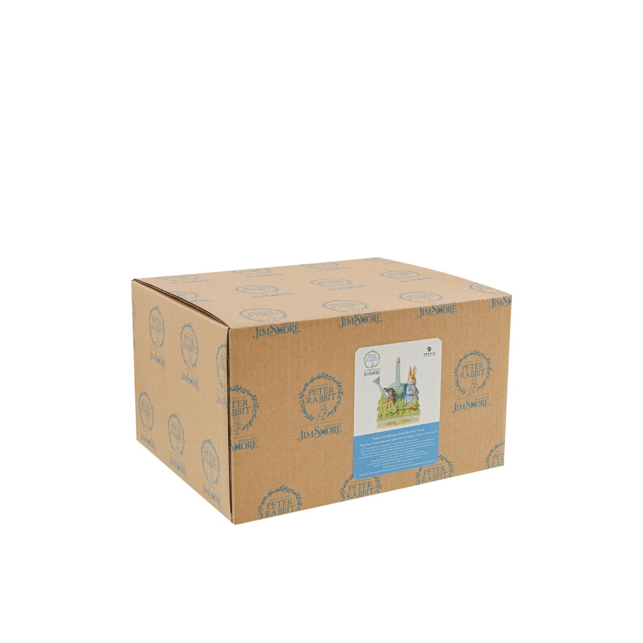 Award winning folk artist Jim Shore brings his unique style to Beatrix Potter's beloved story, The Tale of Peter Rabbit, through charming hand-crafted gifts that will delight her readers of all ages. This Jim Shore figurine features the adventurous Rabbit after he's squeezed under the garden gate to gorge on Mr. McGregor's garden vegetables again.