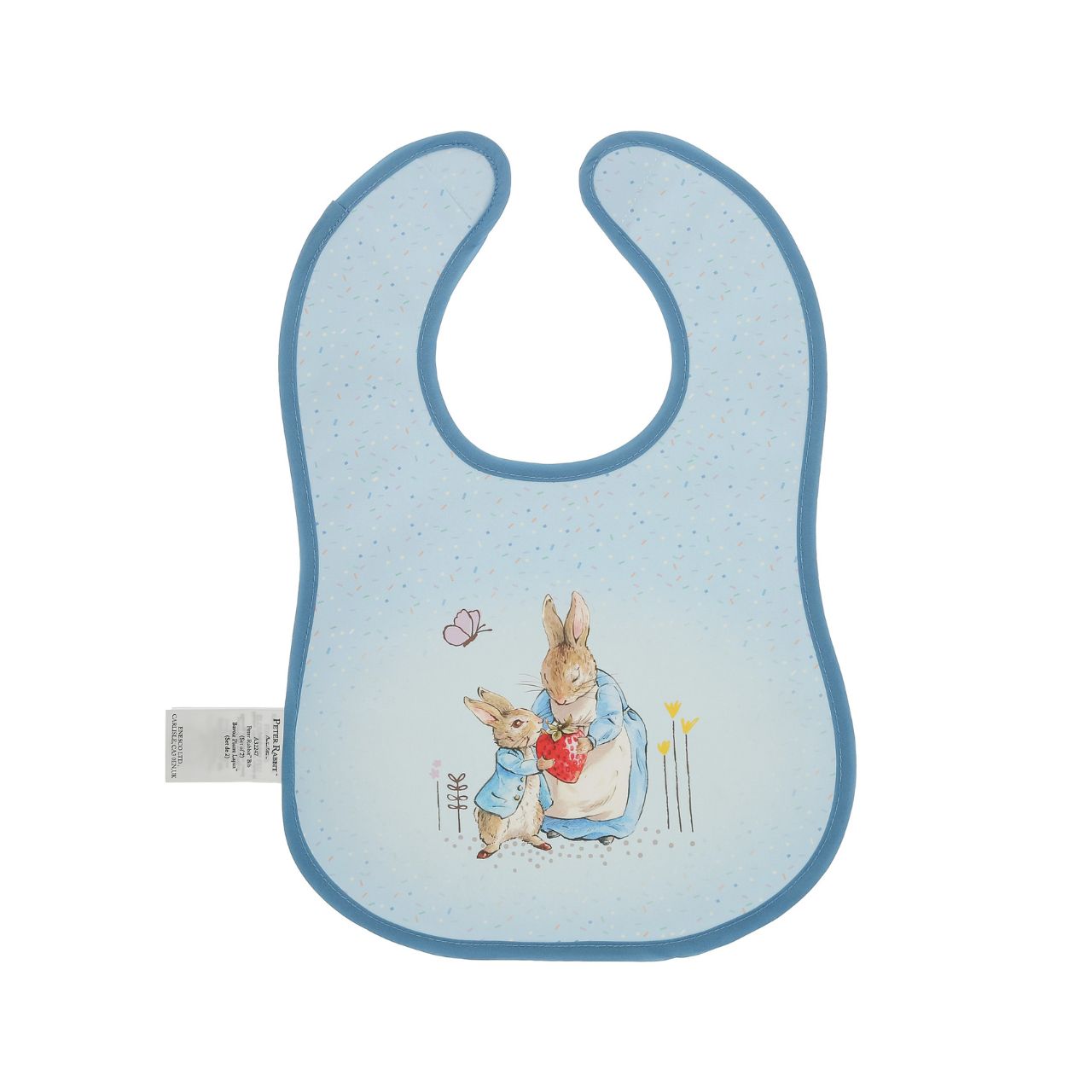 Introducing the delightful Peter Rabbit Bib Set, inspired by the charming tales of Peter Rabbit and friends. This enchanting set of two bibs ensures mealtime is both stylish and mess-free. Crafted with super-soft, wipeable fabric, each bib features an easy hook & loop tape fastening for quick changes.