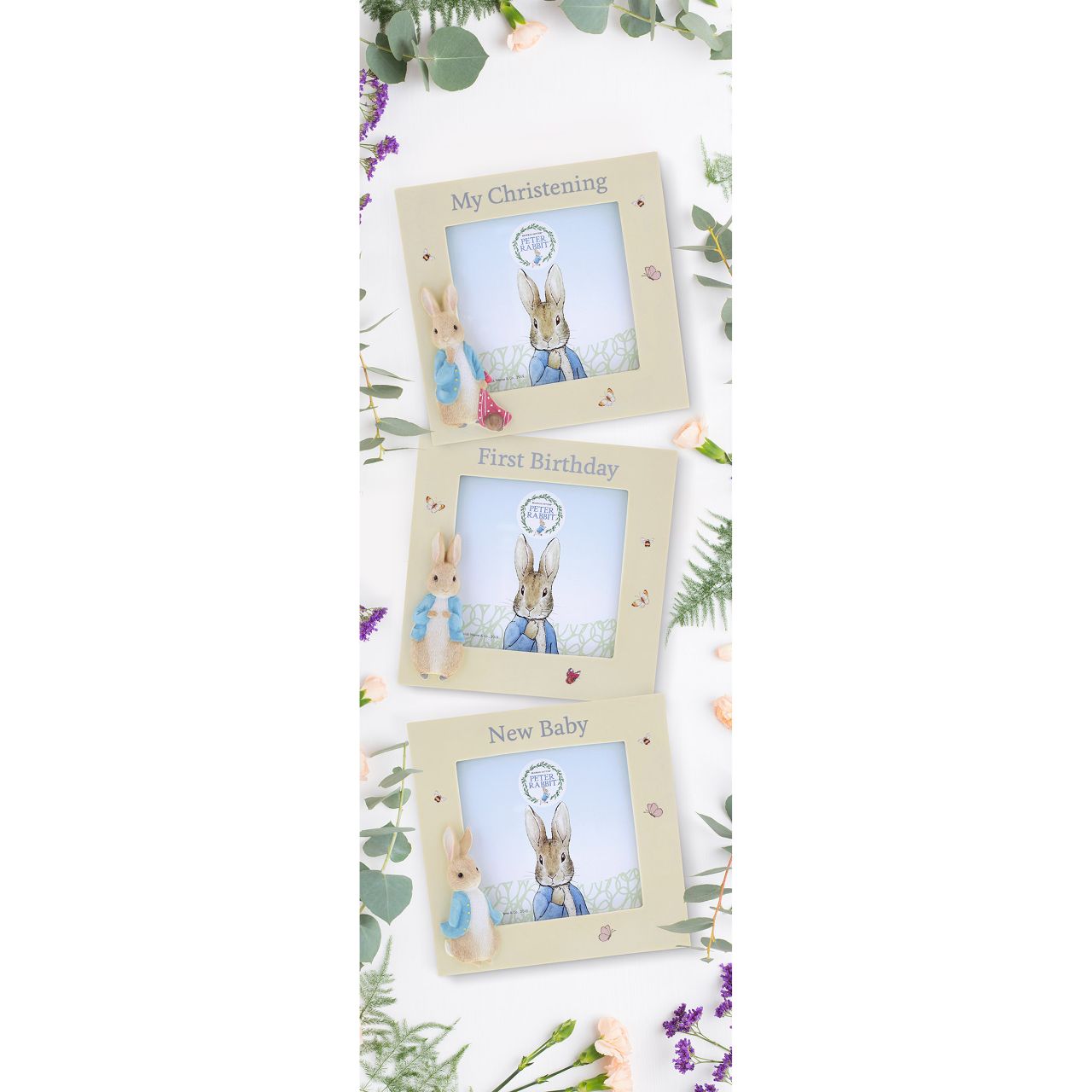This charming Peter Rabbit Christening Photo frame is the perfect place to display a picture from your little ones Christening and is sure to earn a place of honour on a tabletop or mantel. Complete with original illustrations from the Beatrix Potter stories.
