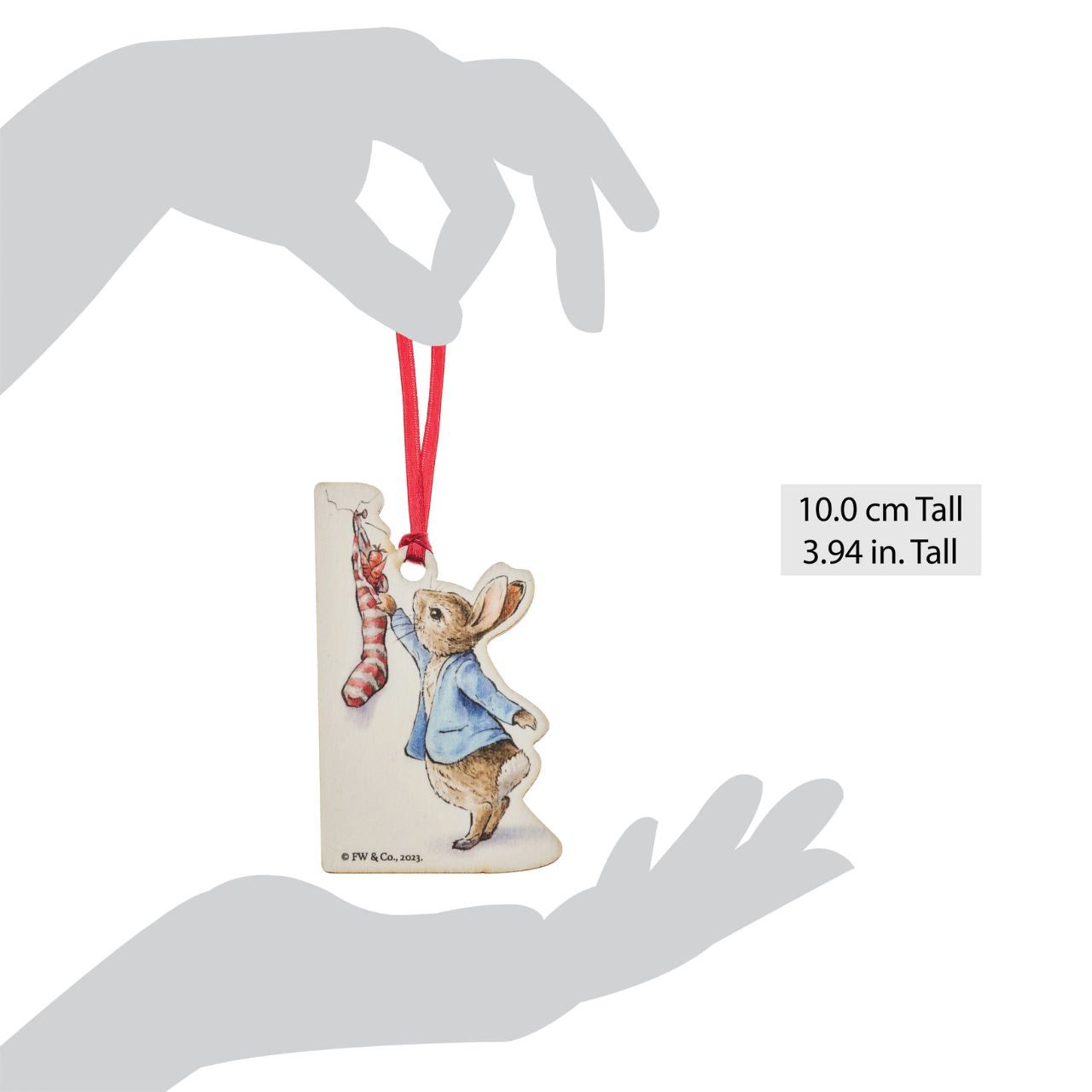 This Peter Rabbit with Christmas Stocking Wooden Hanging Ornament would make a truly unique gift or self-purchase. We have been working hard towards our sustainability goal, creating Beatrix Potter gift items that include responsibly sourced materials.