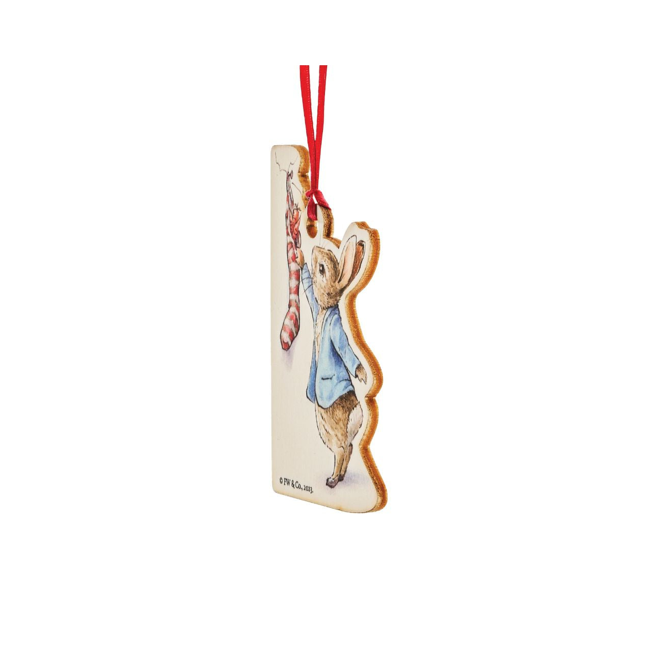 This Peter Rabbit with Christmas Stocking Wooden Hanging Ornament would make a truly unique gift or self-purchase. We have been working hard towards our sustainability goal, creating Beatrix Potter gift items that include responsibly sourced materials.