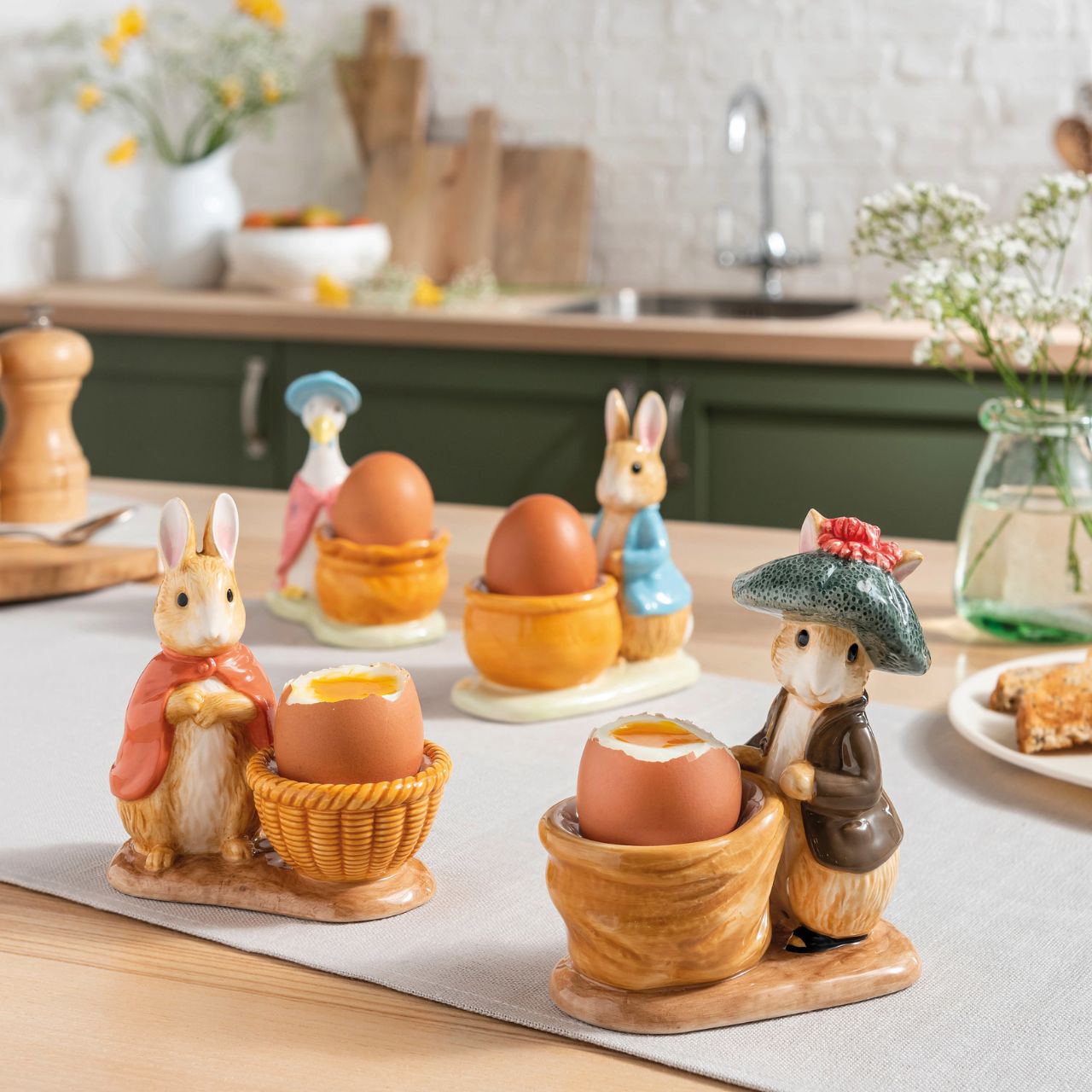 Peter Rabbit Egg Cup  Serve your morning eggs in style with our unique and charming Peter Rabbit egg cup, because regular egg cups aren't all they're cracked up to be...This beautiful Beatrix Potter egg cup has been made from sturdy ceramic and makes the ideal collector's piece or gift. We recommend you use large eggs to feel the true benefit, or why not fill with mini chocolate eggs for a sweet easter gift.