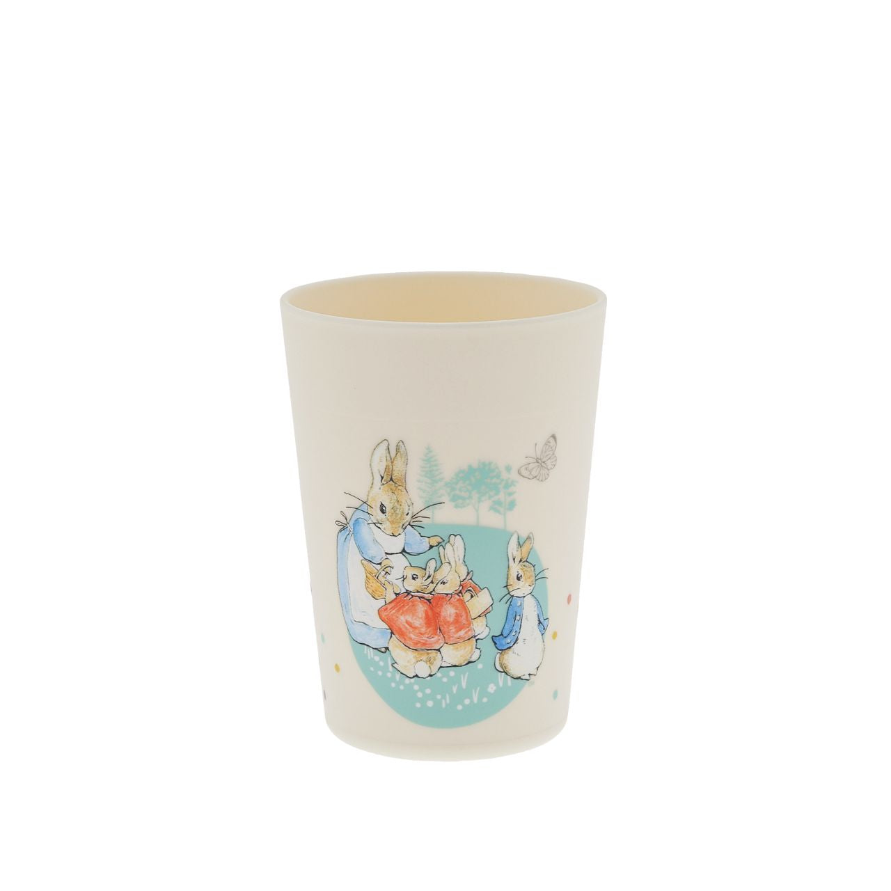 Introducing this brand new at home with Peter Rabbit collection. There's nothing quite like a fun Flopsy motif to entice those little tummies to clear their plates. Make mealtimes fun and practical with this beaker. Highly durable and can be used at home, in the garden, or on the go. 
