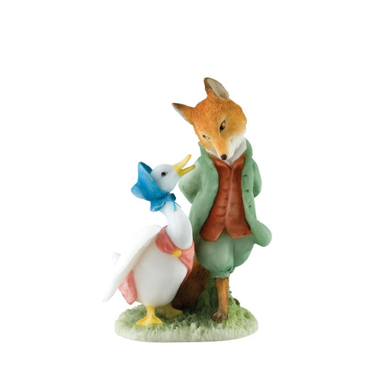 Jemima and The Foxy Whiskered Gentleman Figurine is a beautifully detailed collectable inspired by Beatrix Potter’s original illustrations. Lovingly hand-painted, capturing the charm and personality of these beloved characters, this delightful figurine makes a wonderful gift or a treasured addition to any Beatrix Potter collection.
