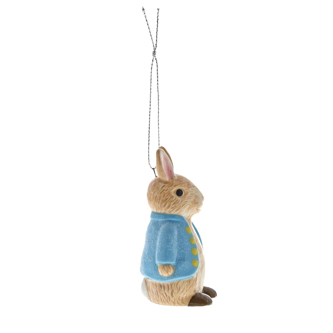 Beatrix Potter Peter Rabbit Sculpted Christmas Hanging Decoration  A beautiful Peter Rabbit Sculpted Hanging Ornament made from fine ceramic and finished with a blue glittering jacket. This Peter Rabbit hanging ornament will make a wonderful finishing touch for all manners of celebrations such as parties or home decorations.